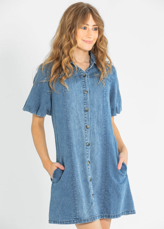 Kut from the Kloth® Blanca Denim Shirt Dress FF Dresses XS