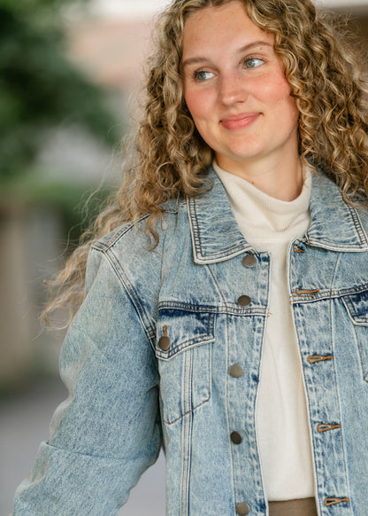 Kut from the Kloth® Emmy Light Wash Oversized Denim Jacket FF Tops