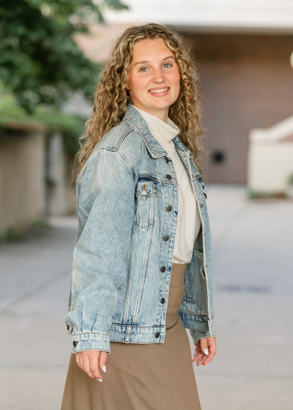 Kut from the Kloth® Emmy Light Wash Oversized Denim Jacket FF Tops