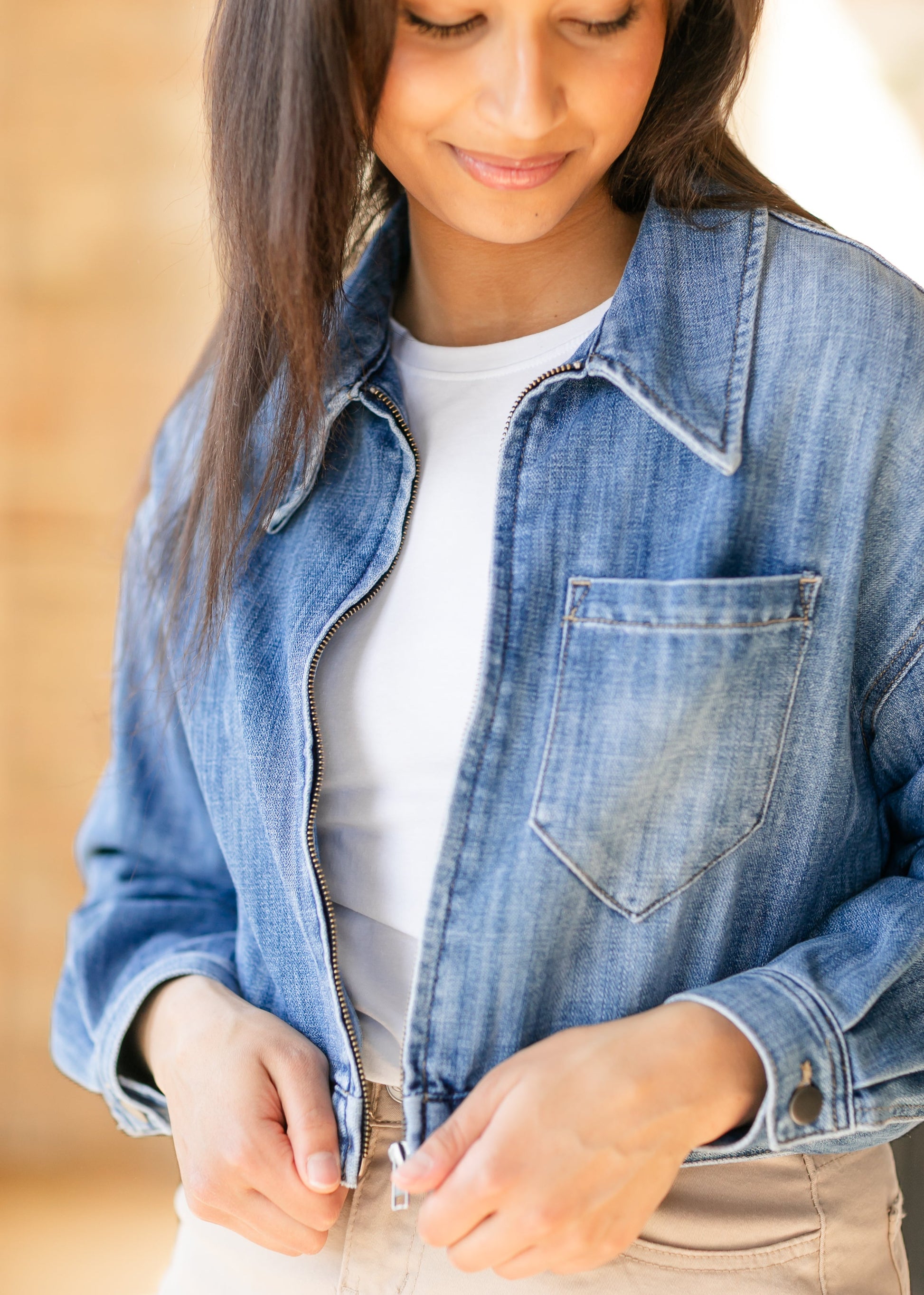 KUT from the Kloth® Luna Oversized Crop Zip Front Jacket FF Tops