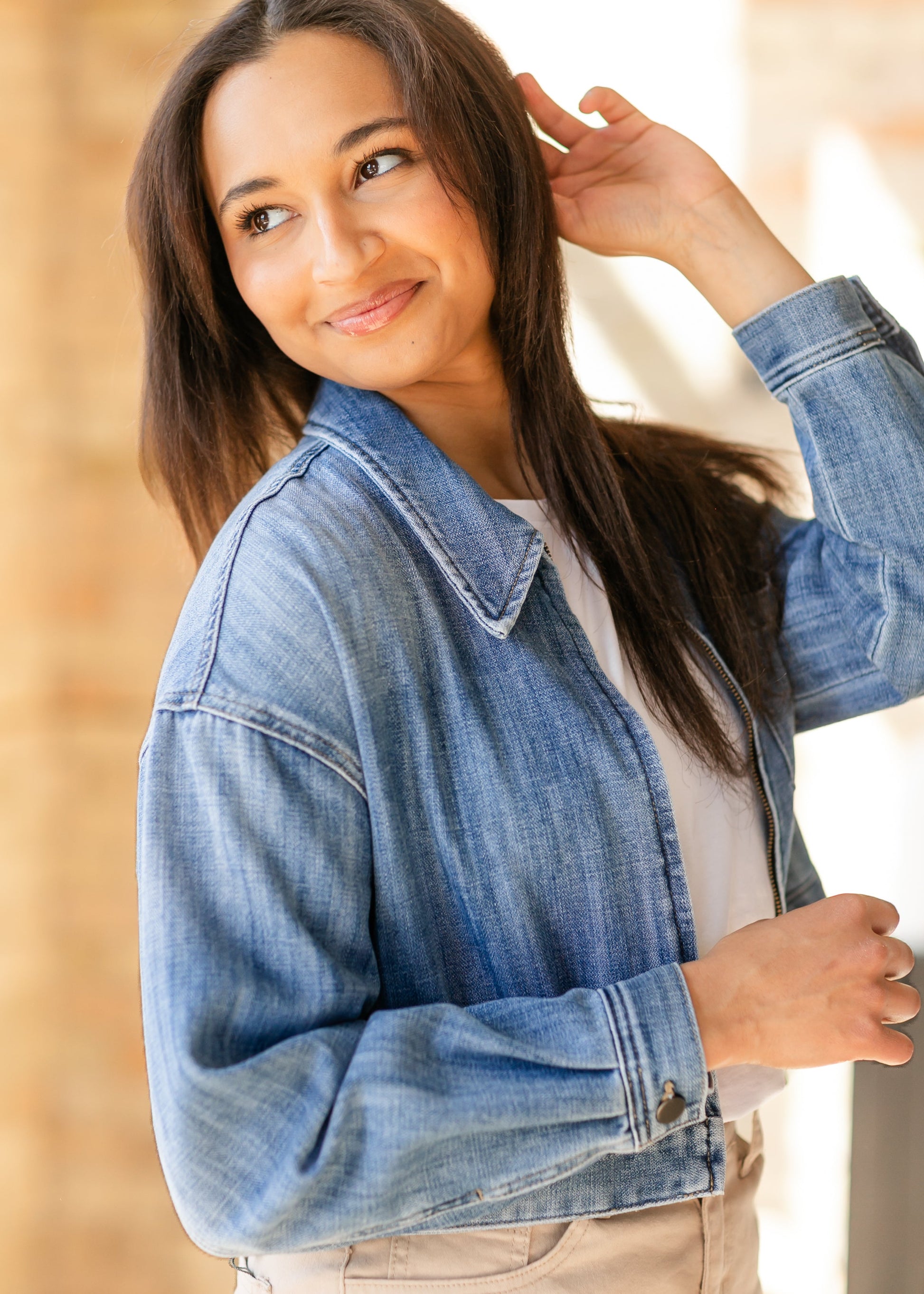 KUT from the Kloth® Luna Oversized Crop Zip Front Jacket FF Tops