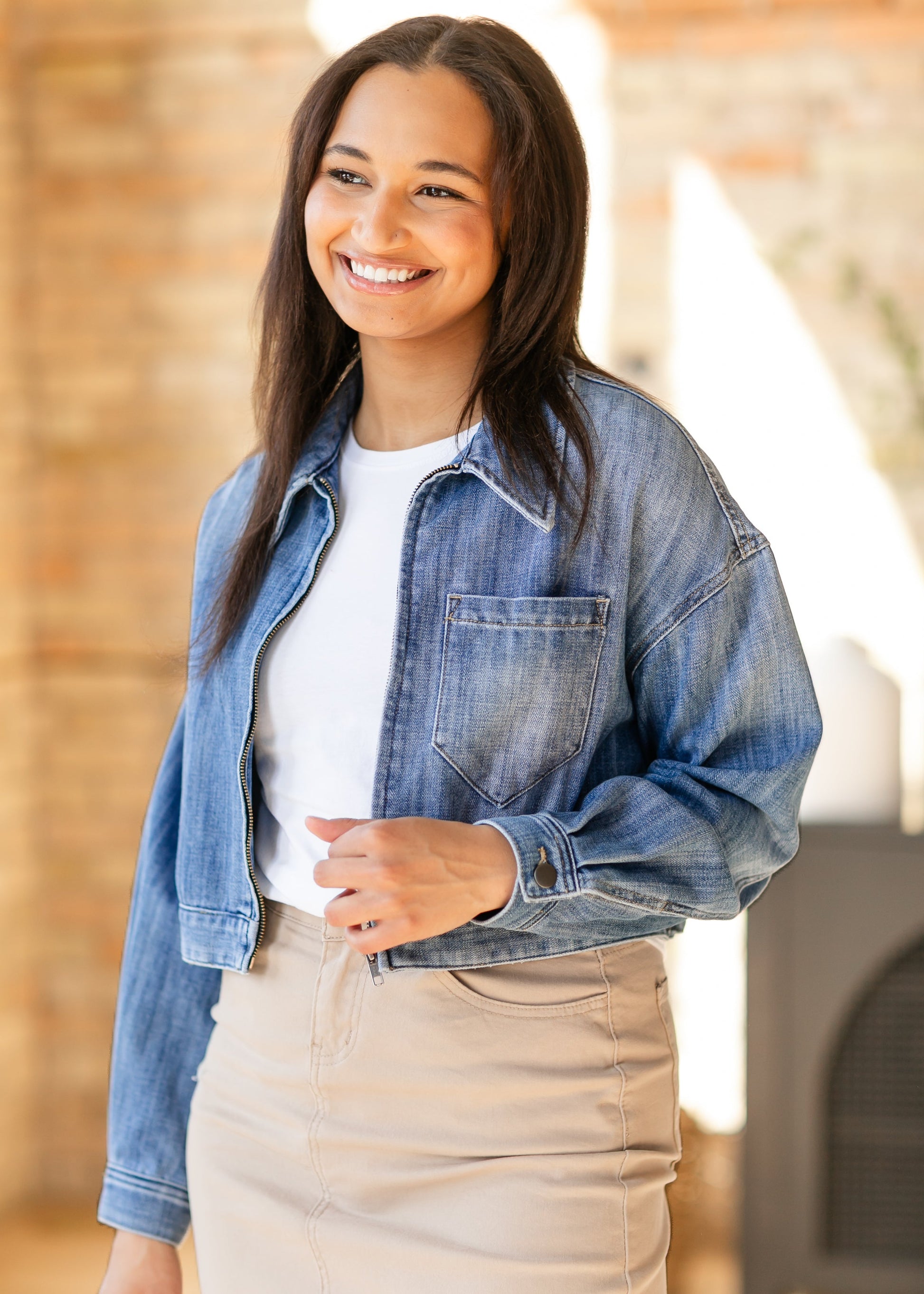 KUT from the Kloth® Luna Oversized Crop Zip Front Jacket FF Tops