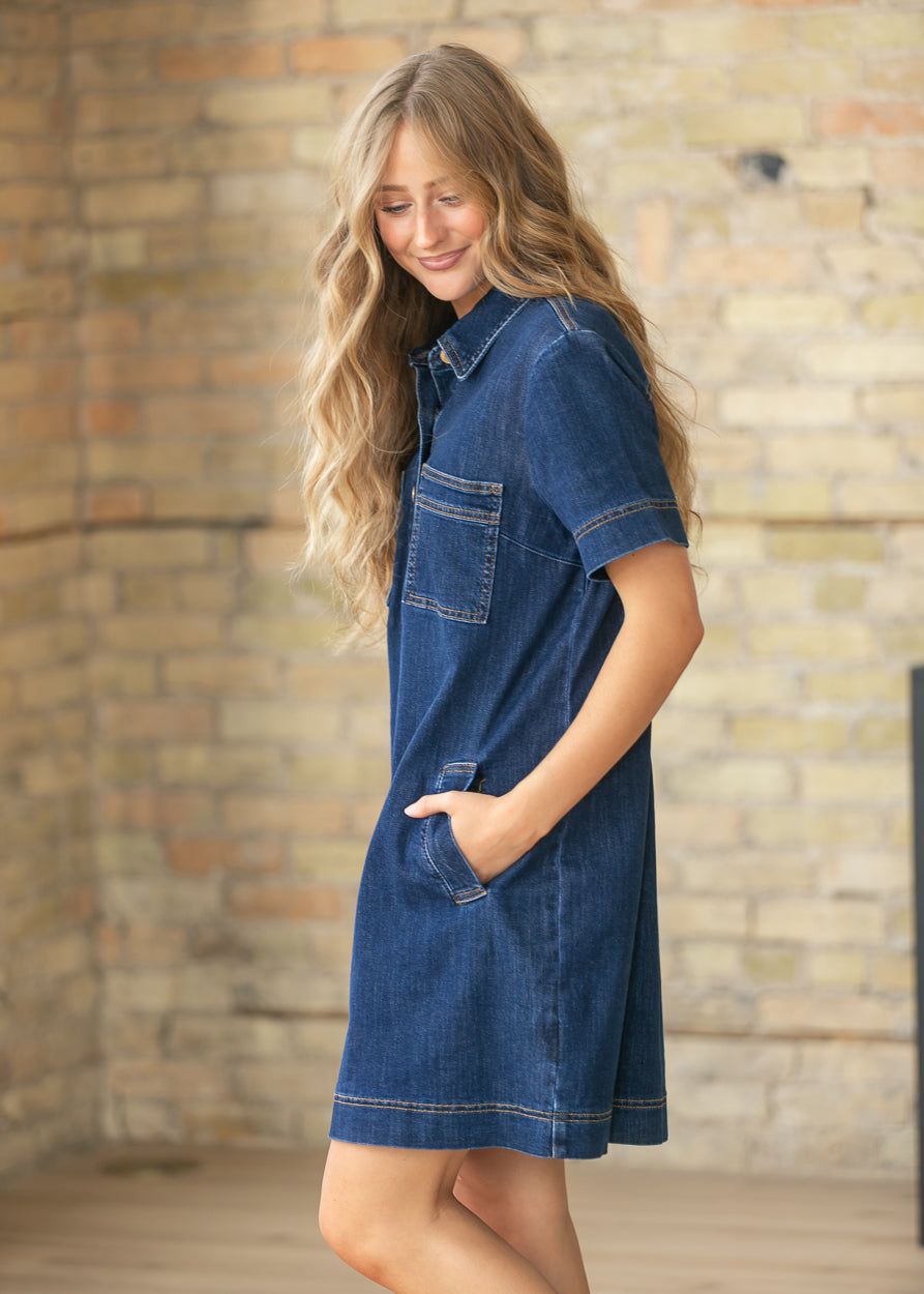 Kut From the Kloth® Tatiana Denim Midi Dress FF Dresses