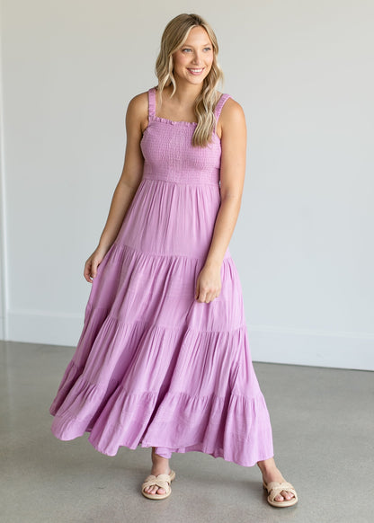Kyara Smocked Sleeveless Maxi Dress FF Dresses Lavender / XS