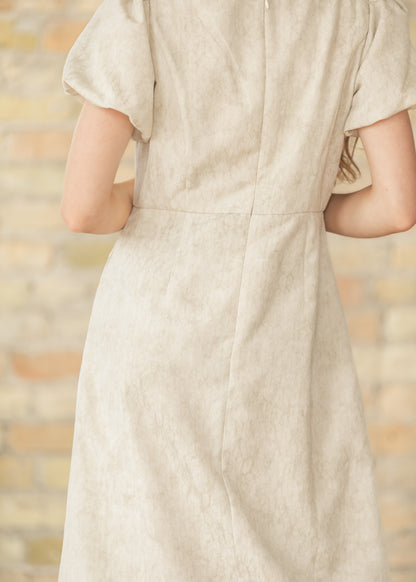 Lace Bubble Sleeve Tan Maxi Dress FF Dresses
