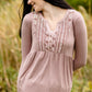 Lace Contrast Long Sleeve Babydoll Top - FINAL SALE FF Tops