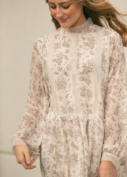 Lace Detail Mock Neck Midi Dress FF Dresses