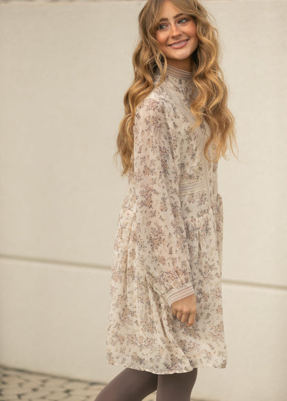 Lace Detail Mock Neck Midi Dress FF Dresses