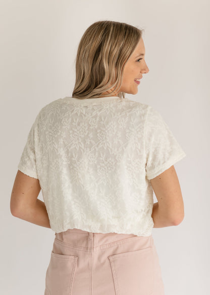 Lace Floral Lined Short Sleeve Top FF Tops