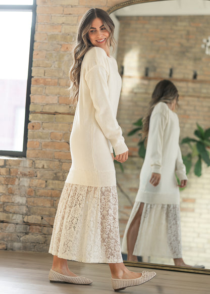 Lace Layered Maxi Sweater Dress FF Dresses