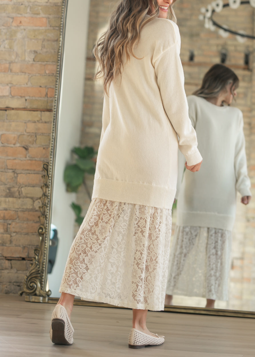 Lace Layered Maxi Sweater Dress FF Dresses