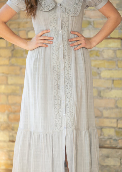 Lace Ruffle V-Neck Maxi Dress FF Dresses