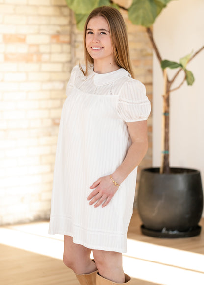 Lace Trim Cotton Midi Dress FF Dresses