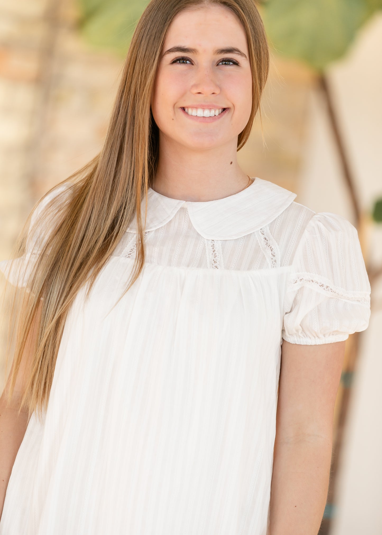 Lace Trim Cotton Midi Dress FF Dresses