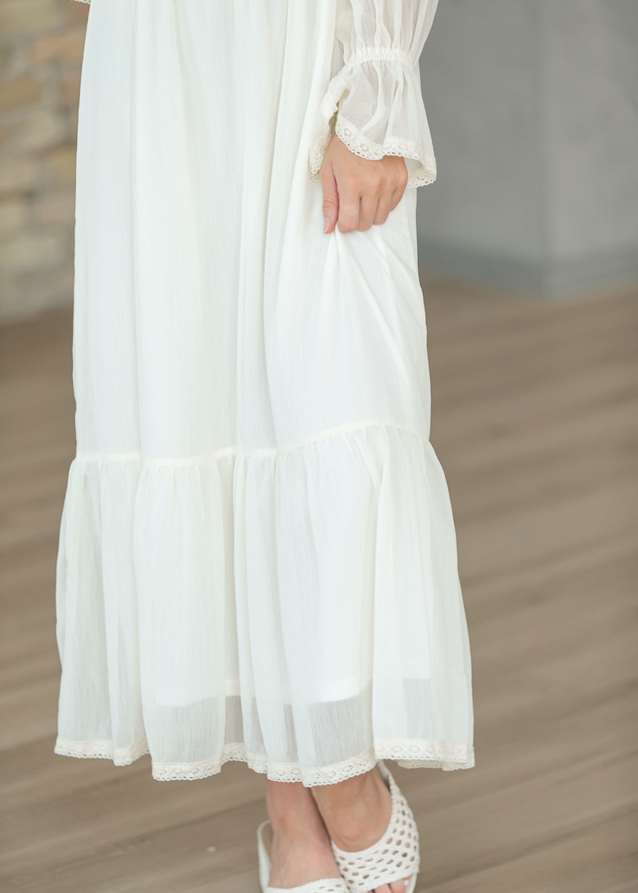 Lace Trim Floral Maxi Dress FF Dresses