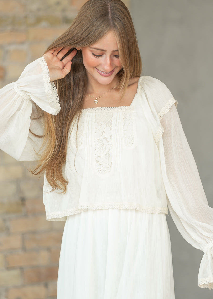 Lace Trim Floral Maxi Dress FF Dresses