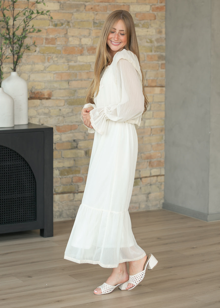 Lace Trim Floral Maxi Dress FF Dresses