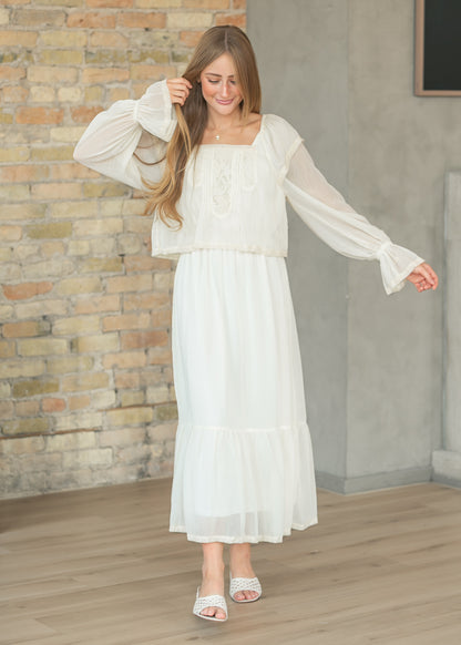 Lace Trim Floral Maxi Dress FF Dresses