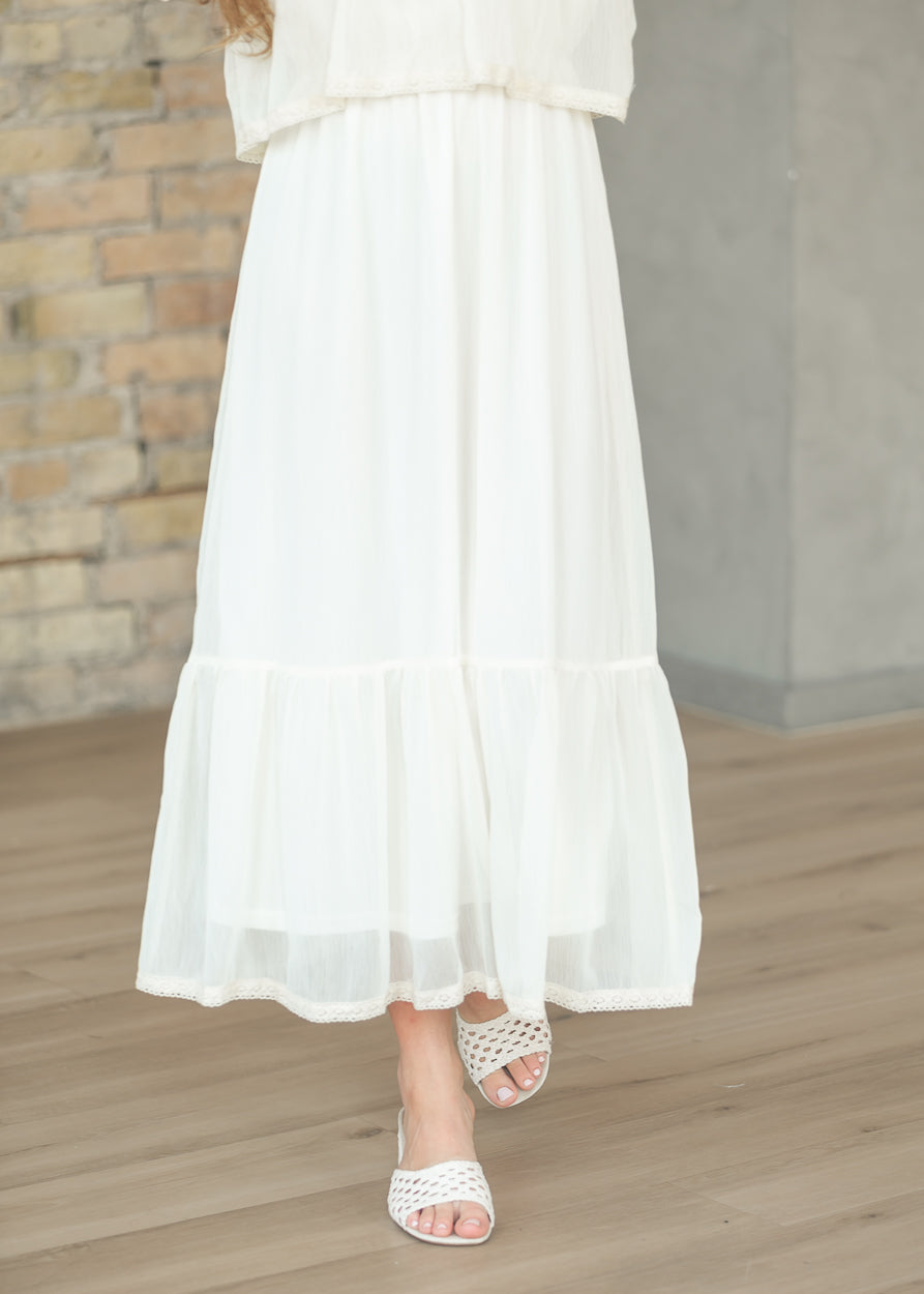 Lace Trim Floral Maxi Dress FF Dresses