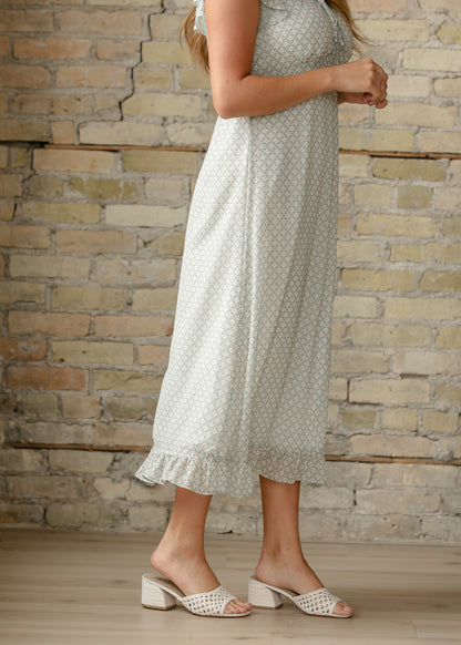 Lace Trim V-Neck Midi Dress FF Dresses