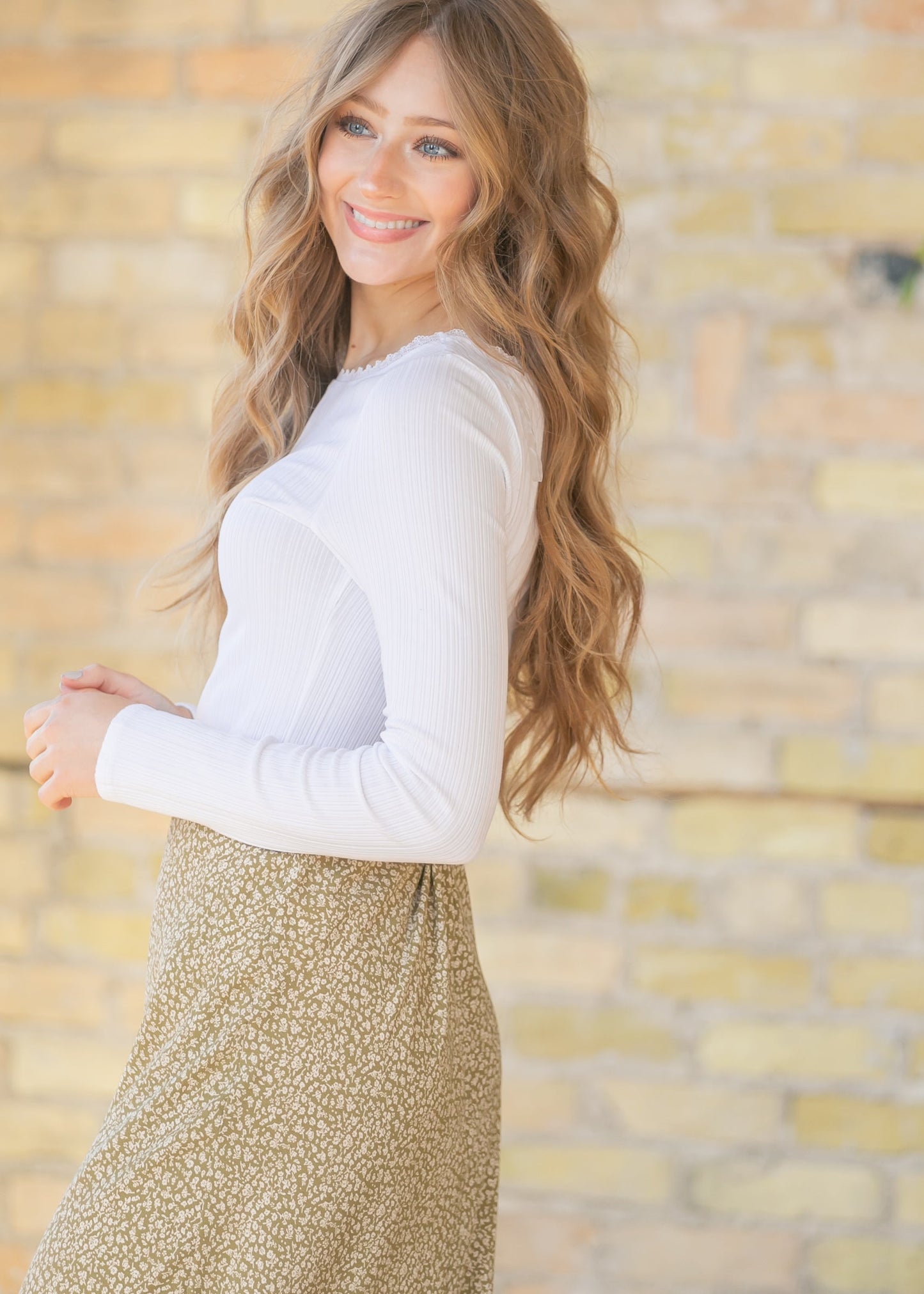 Laced Boat Neck Long Sleeve Top FF Tops