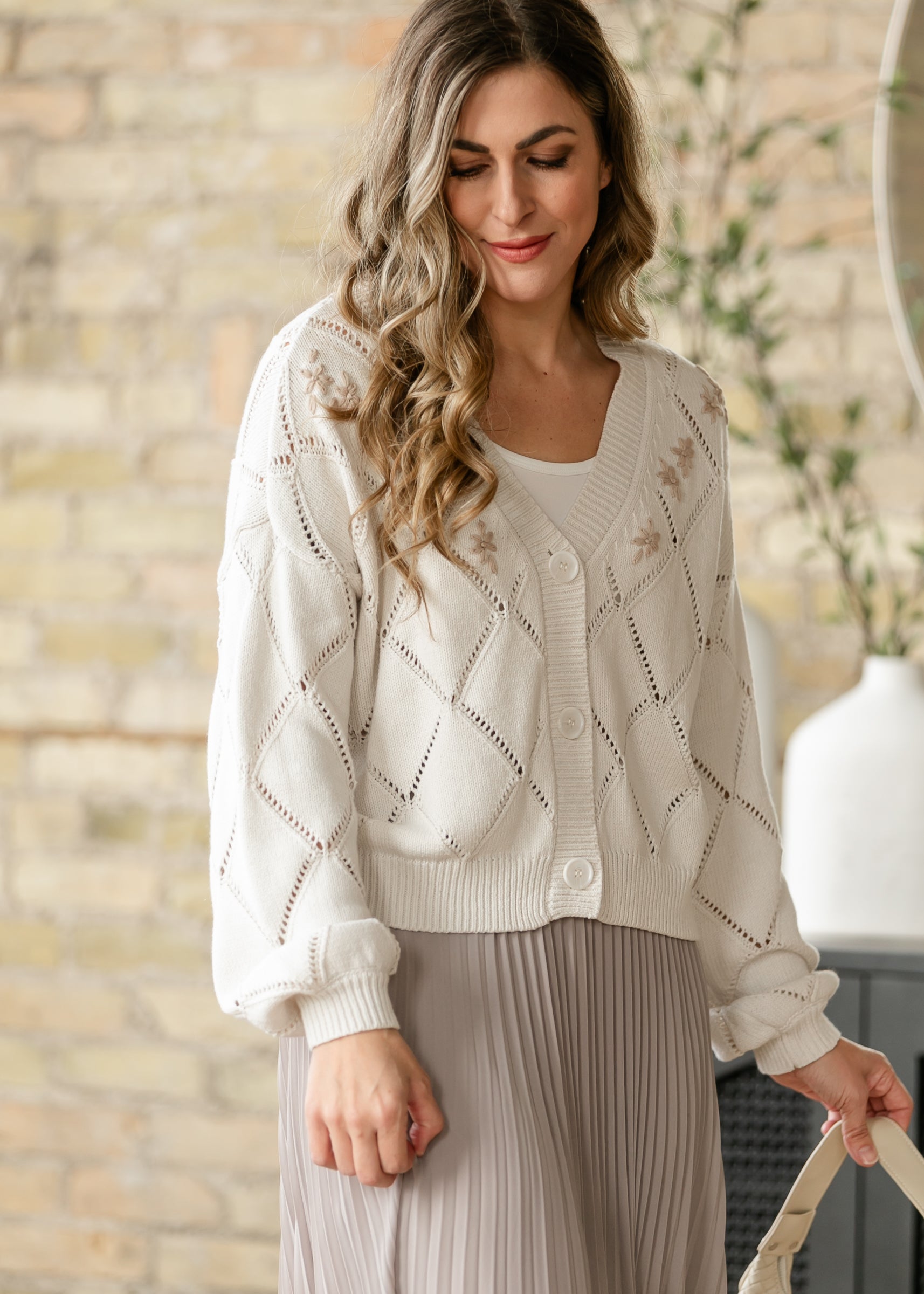 Lacey Dimond Knit Button Front Cardigan FF Layering Essentials