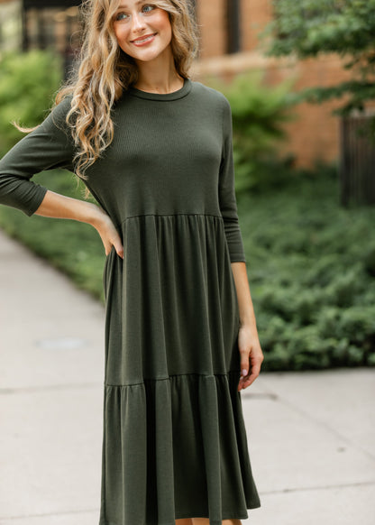 Lacy Ribbed Midi Dress FF Dresses