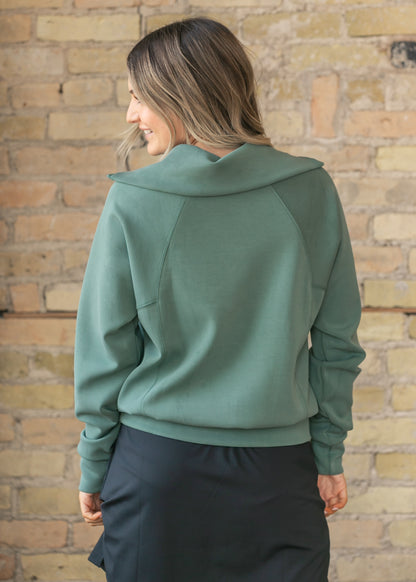 Laguna Green Half Zip Pullover FF Tops