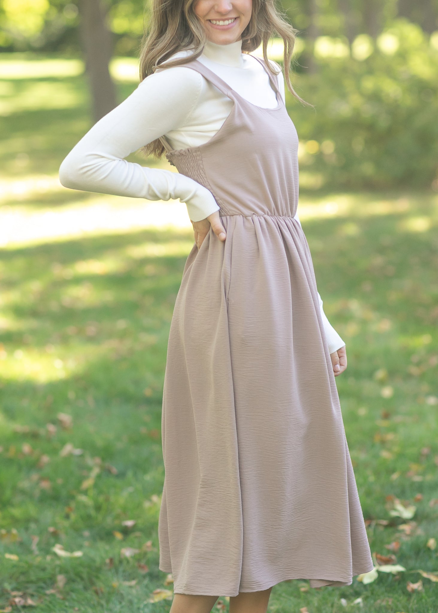 knee length dresses for ladies Sample Dusty Blue Gwen Chiffon Dress main image 0