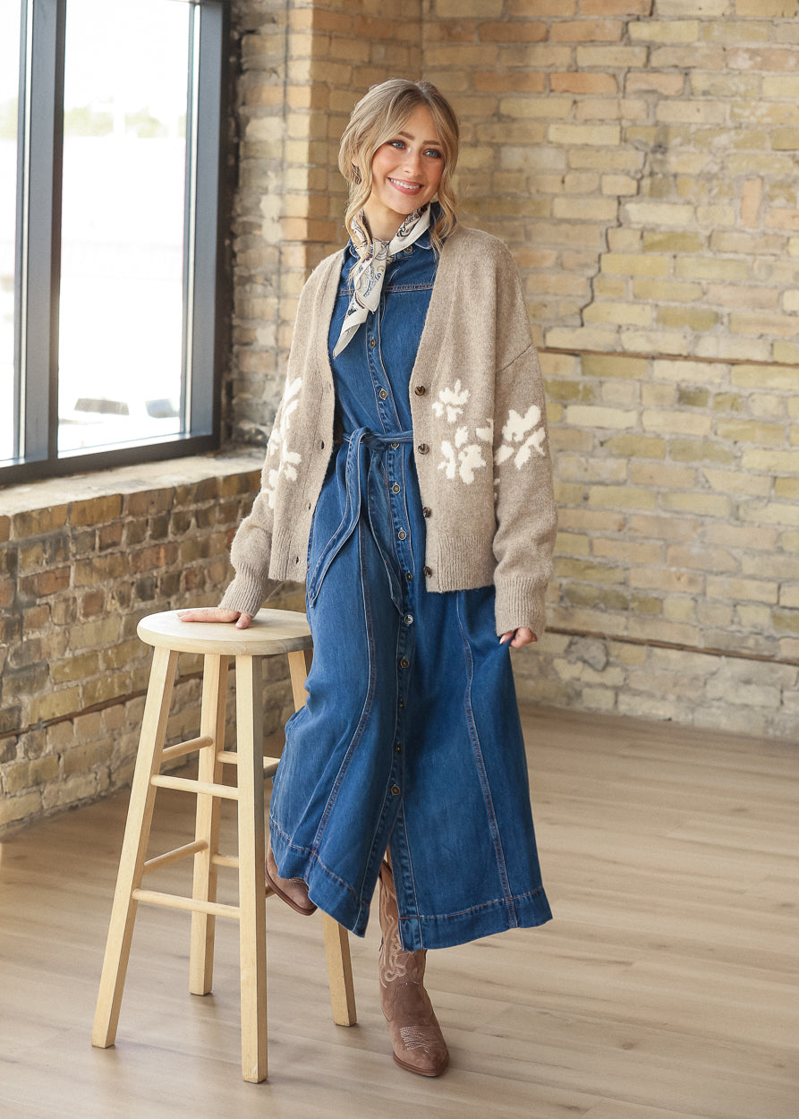 Laramie Denim Maxi Dress FF Dresses