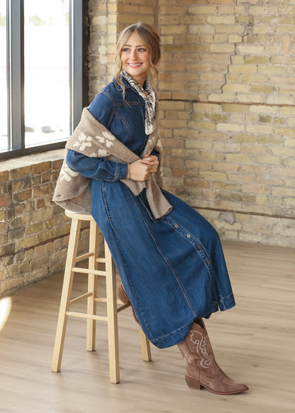 Laramie Denim Maxi Dress FF Dresses