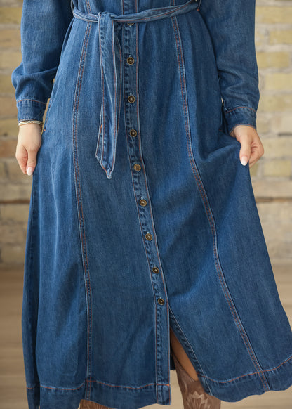 Laramie Denim Maxi Dress FF Dresses