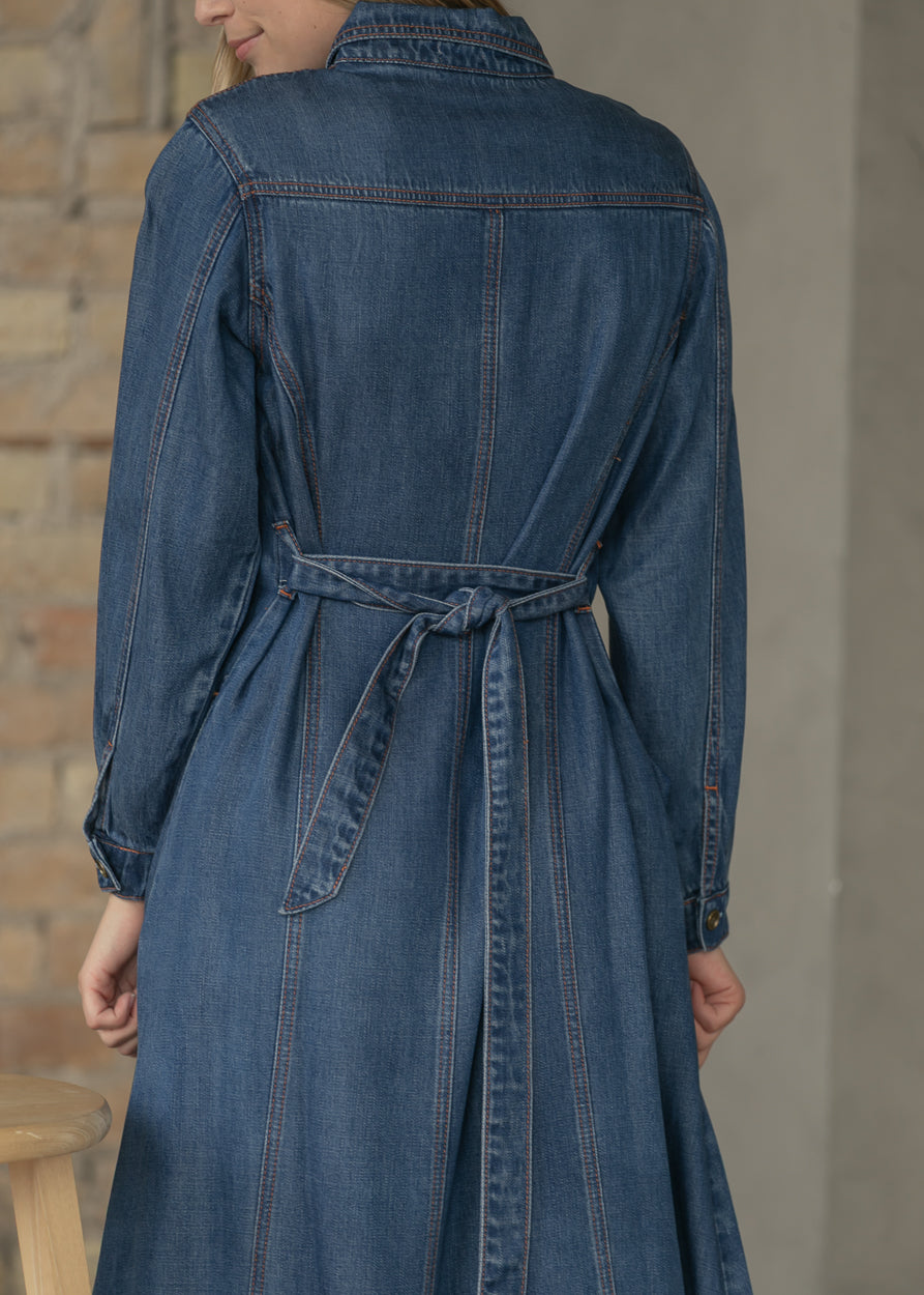 Laramie Denim Maxi Dress FF Dresses
