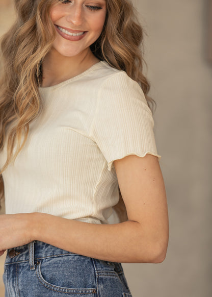 Larza Yellow Lettuce Hem Top IC Tops