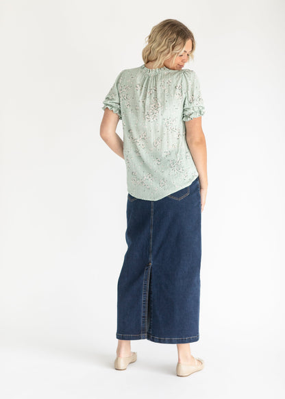 Laurel Floral V-neck Short Sleeve Top FF Tops