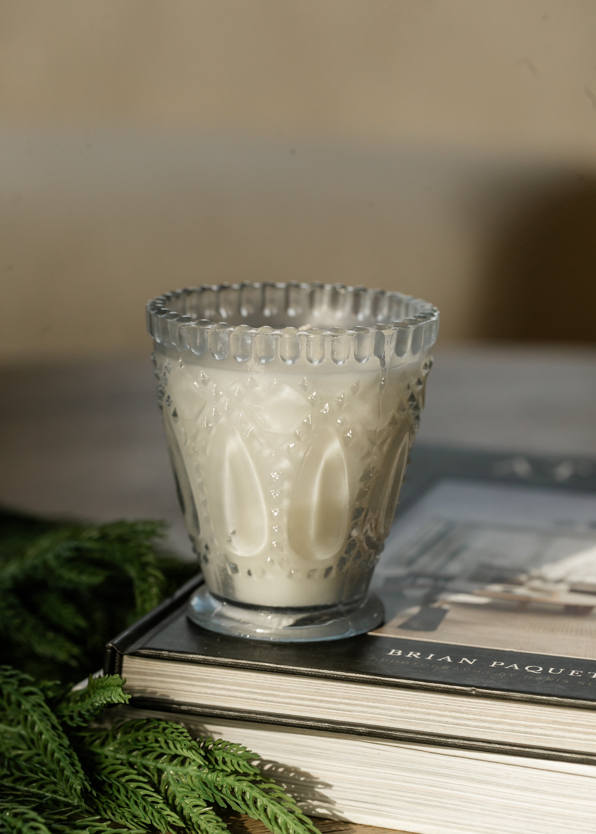 Inherit Pressed Glass Candle