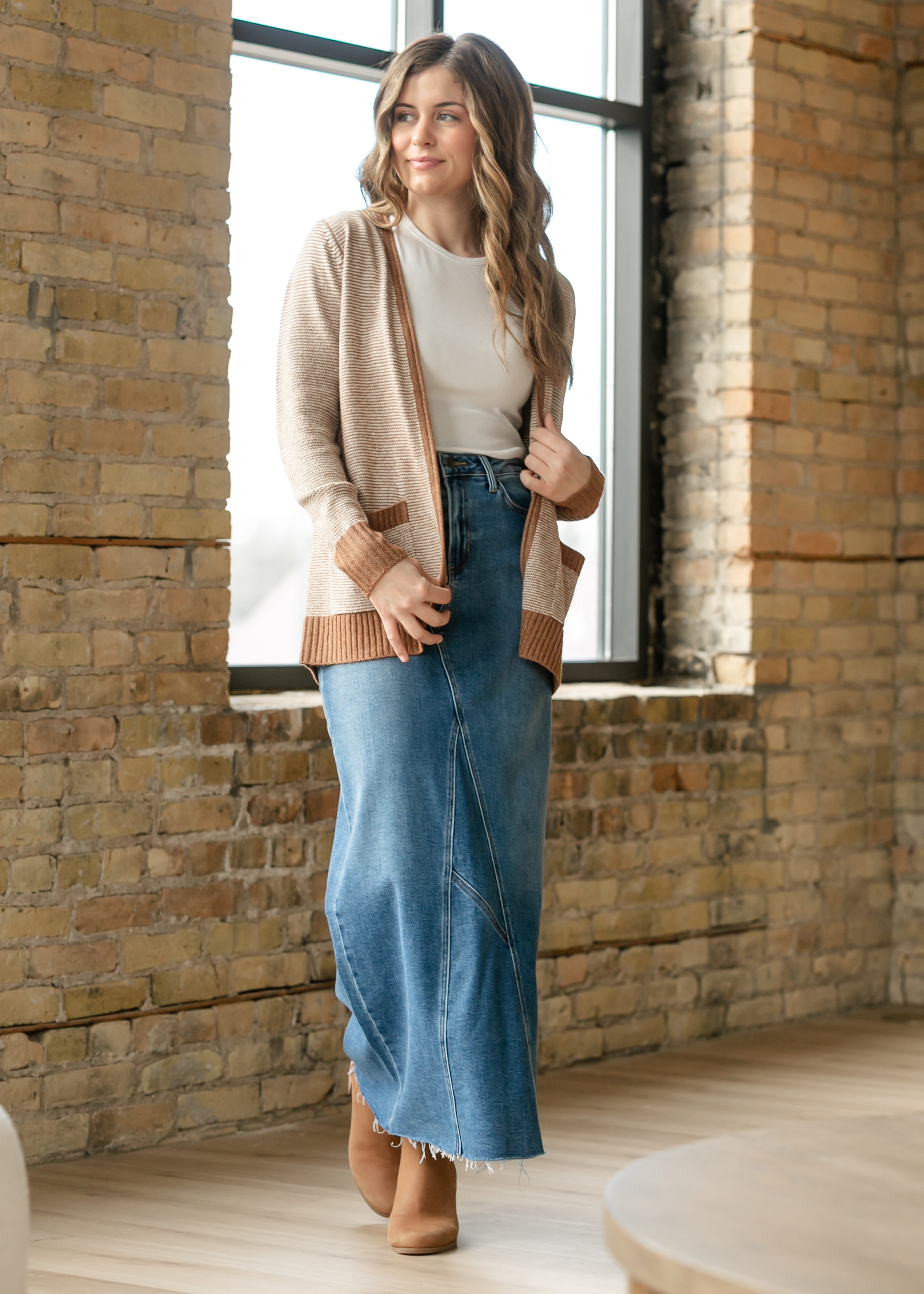Lee A-Line Raw Hem Maxi Skirt – Inherit Co.
