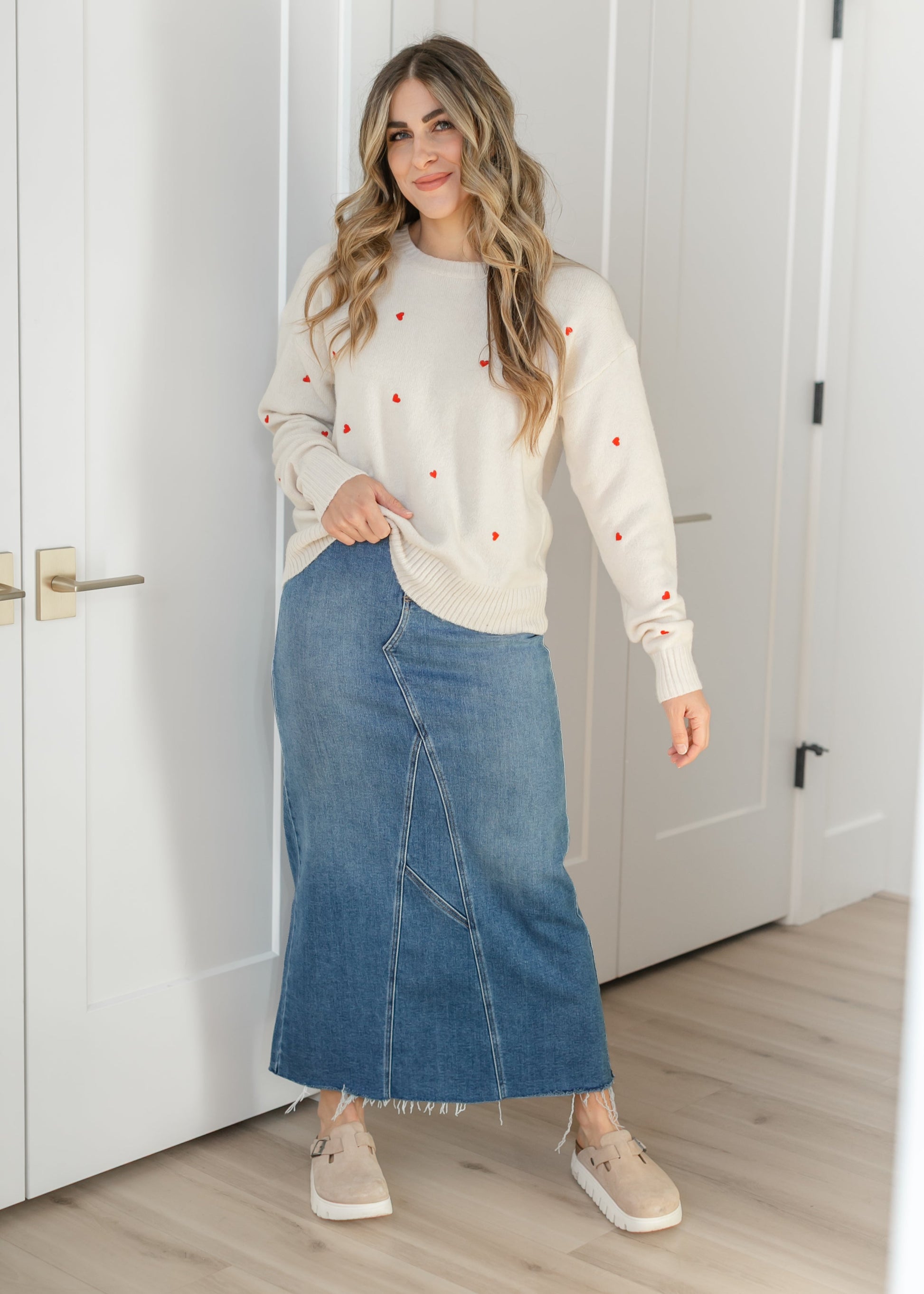 Lee A-Line Raw Hem Maxi Skirt IC Skirts