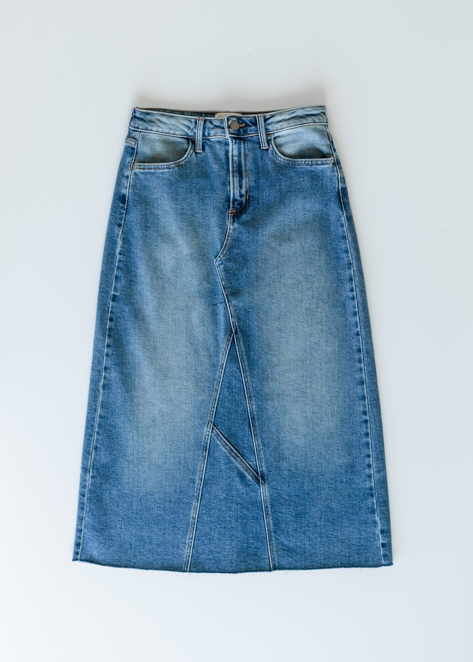Lee A-Line Raw Hem Midi Skirt IC Skirts