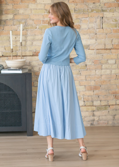 Light Blue Knit Cardigan & Skirt Set FF Tops