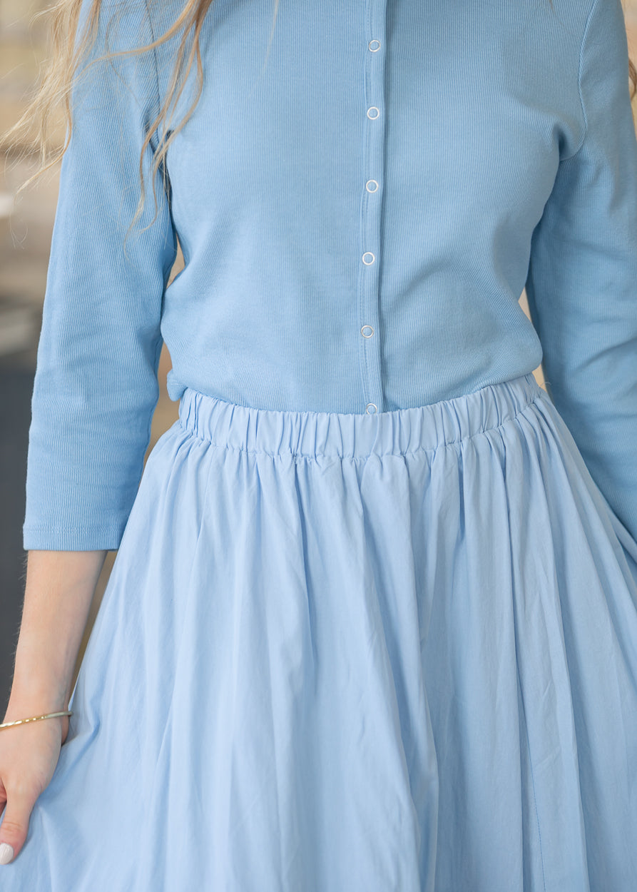 Light Blue Knit Cardigan & Skirt Set FF Tops