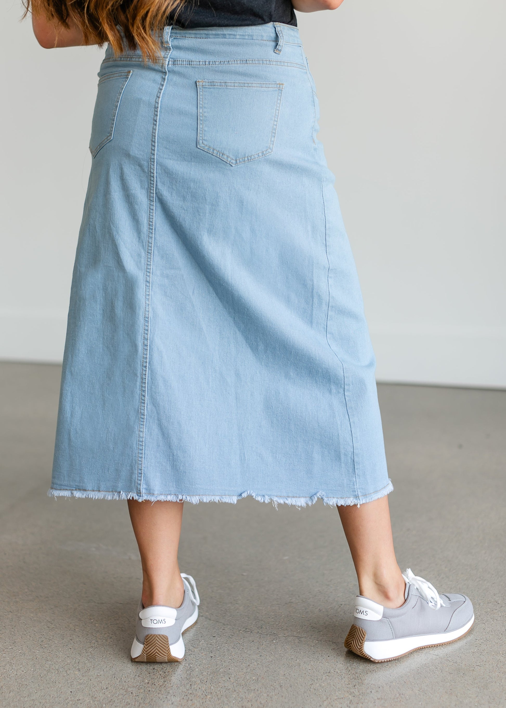 Light Wash A-line Midi Skirt FF Skirts