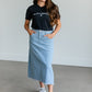 Light Wash A-line Midi Skirt FF Skirts