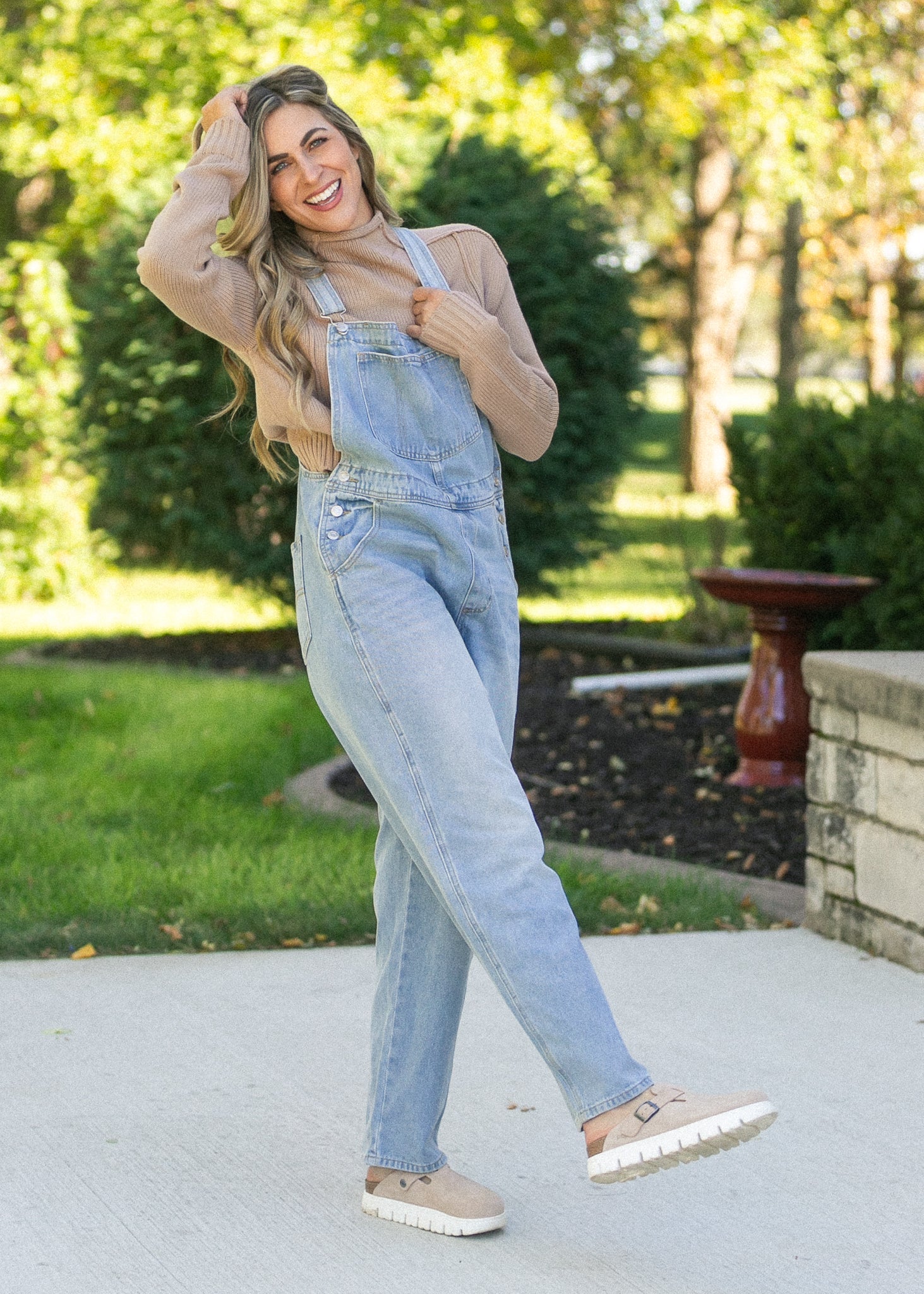 Light Wash Denim Overalls FF Pants