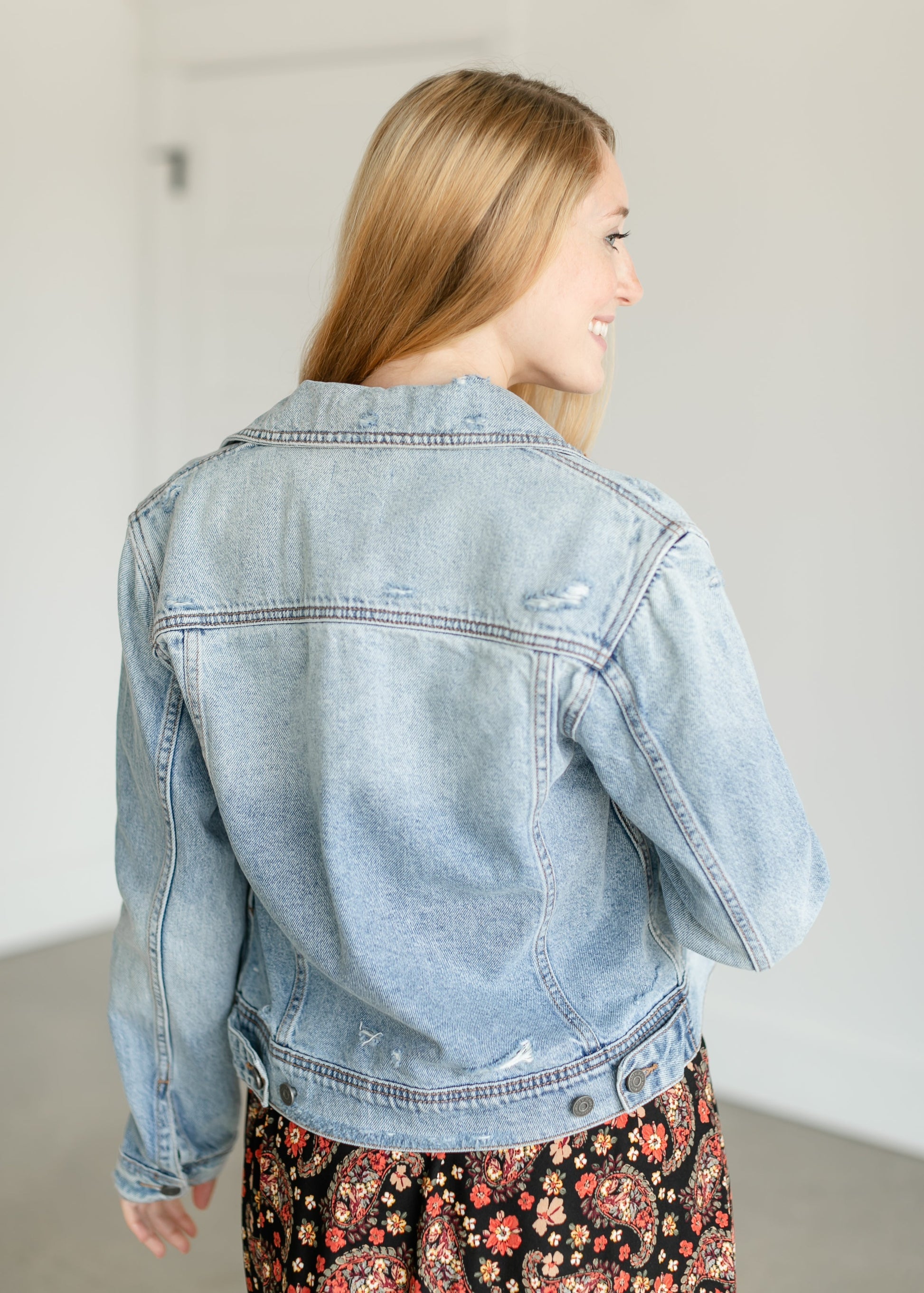 Light Wash Fitted Denim Jacket FF Tops