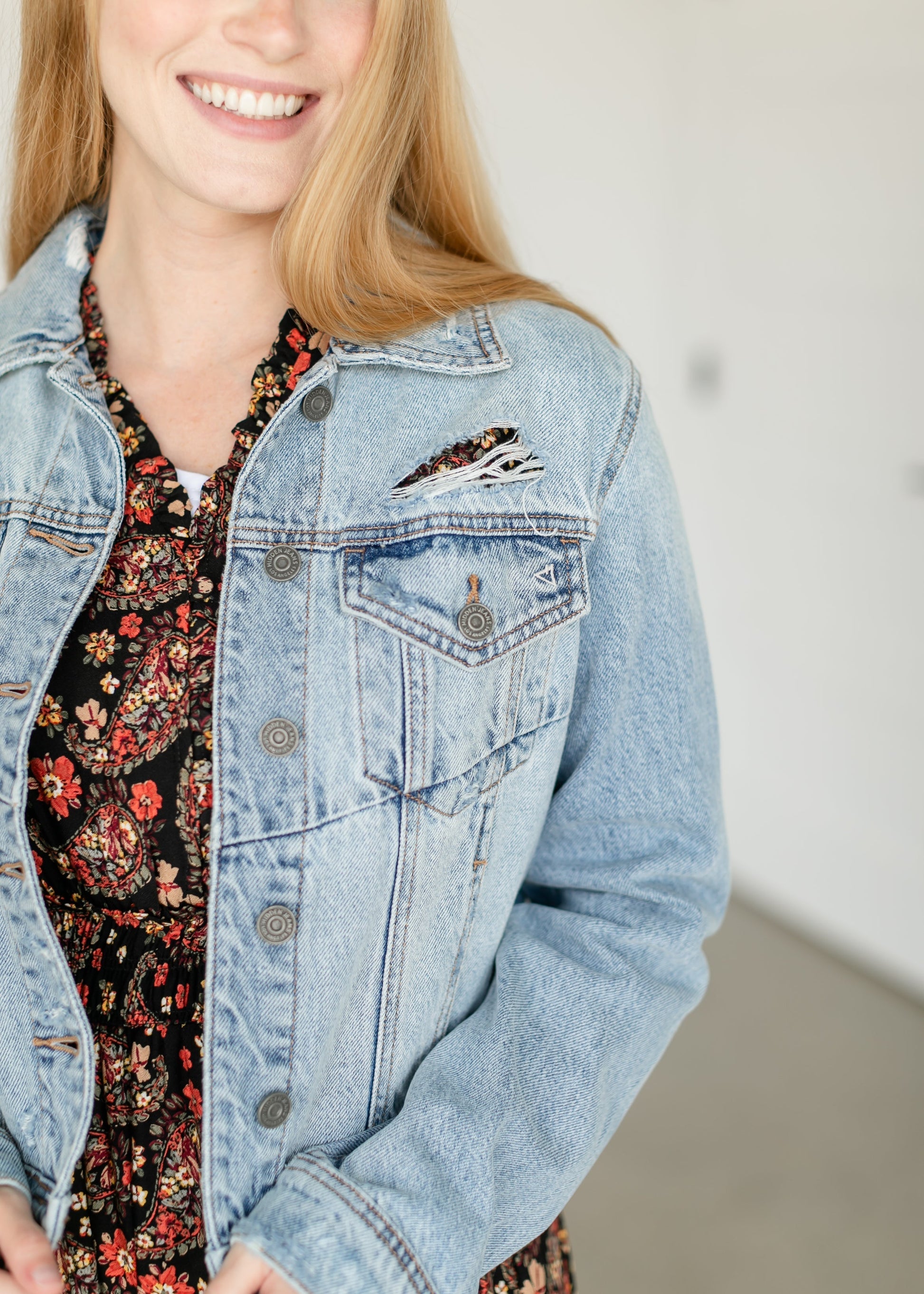 Light Wash Fitted Denim Jacket FF Tops