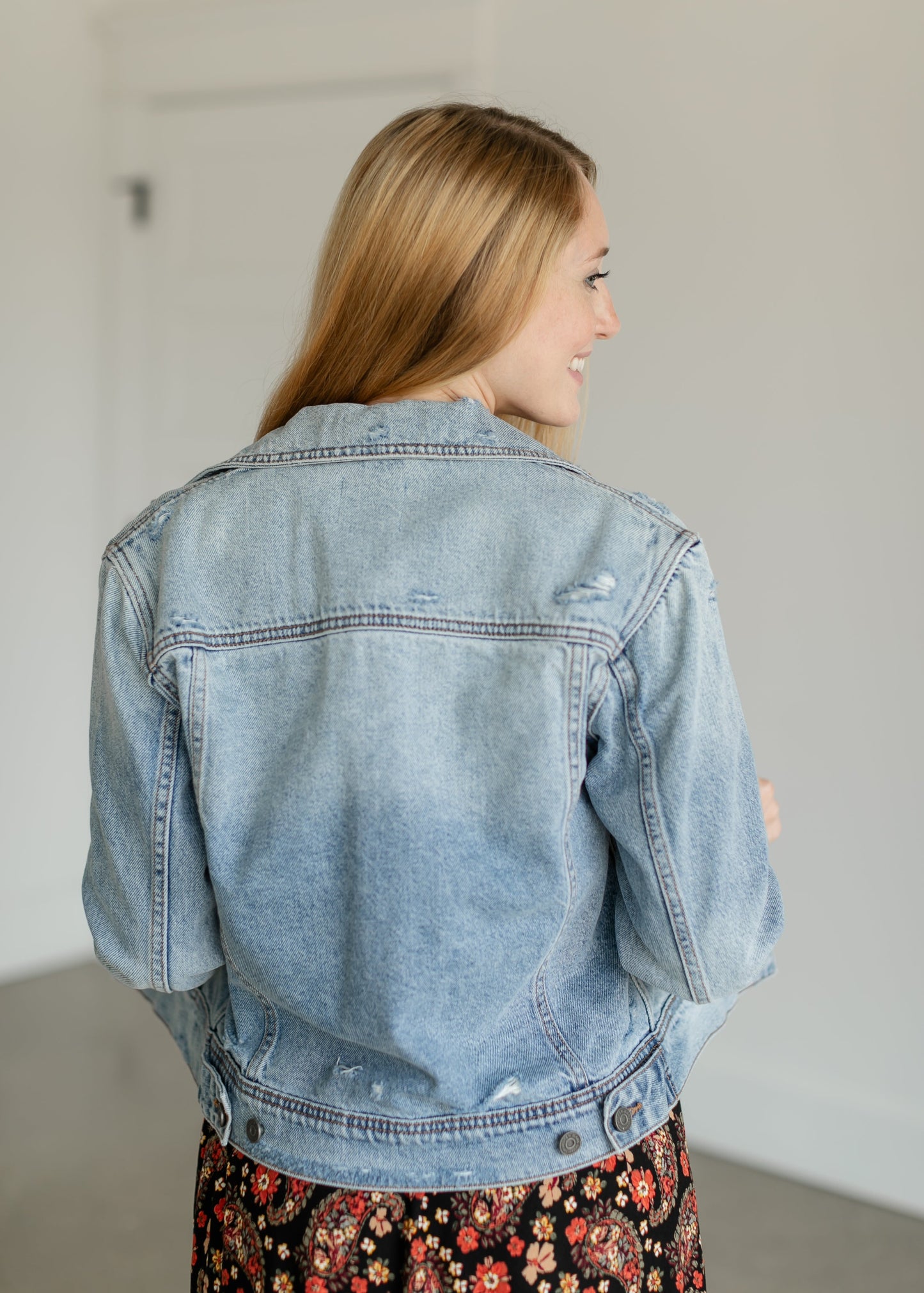 Light Wash Fitted Denim Jacket FF Tops