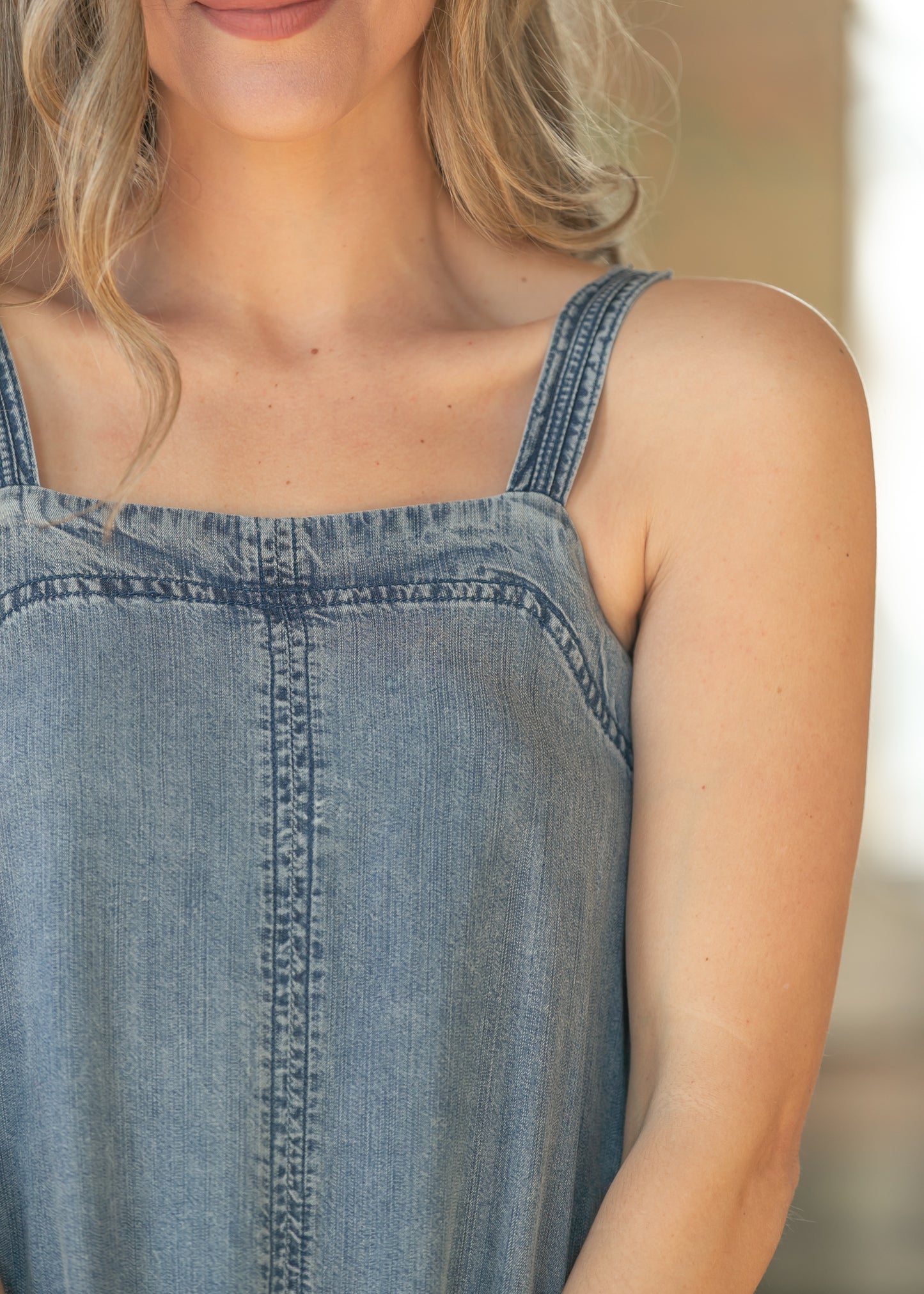 Lightweight Denim Tank Maxi Dress FF Dresses