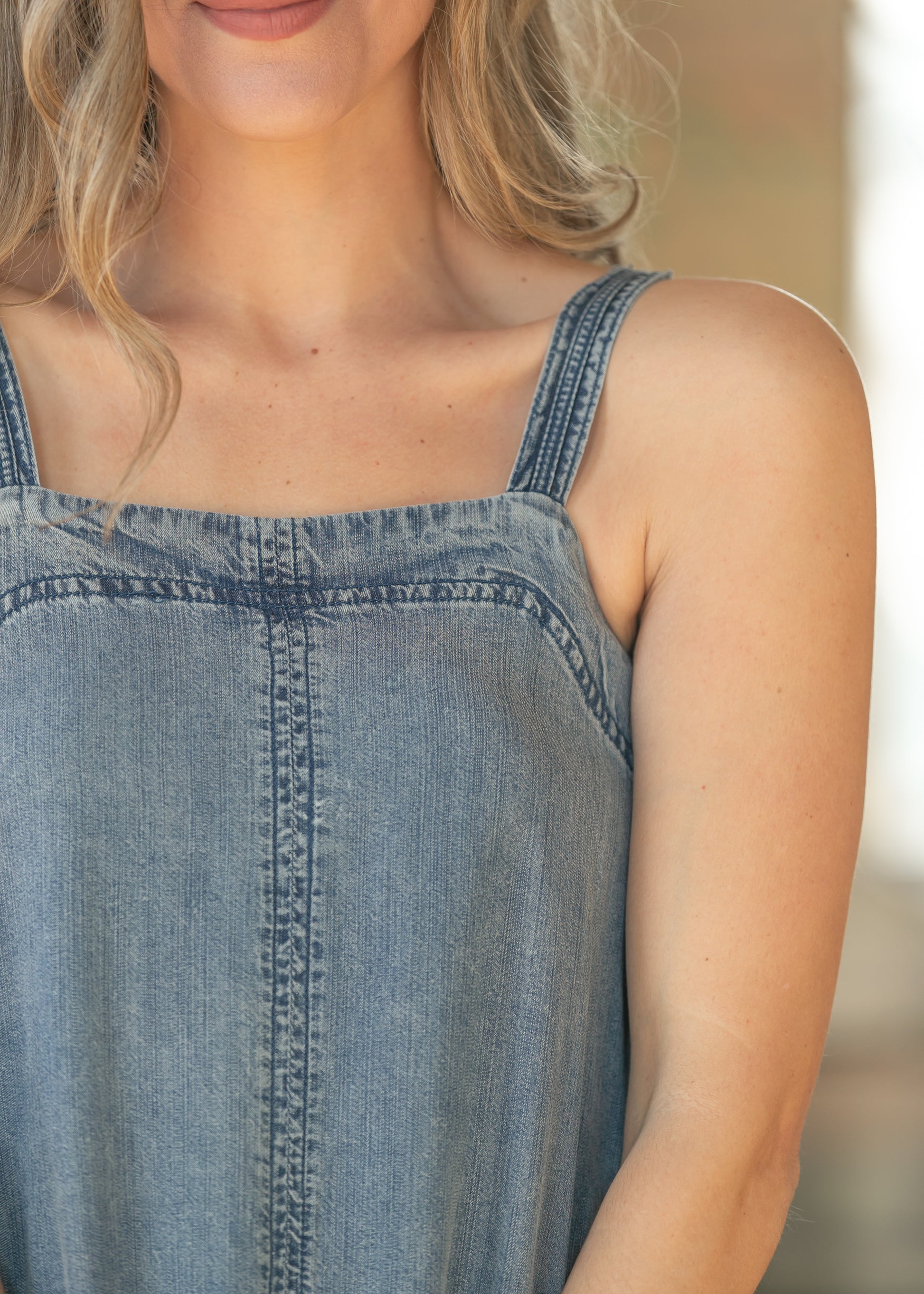 Lightweight Denim Tank Maxi Dress FF Dresses