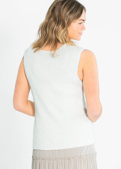 Lightweight Knit Button Up Sleeveless Top FF Tops